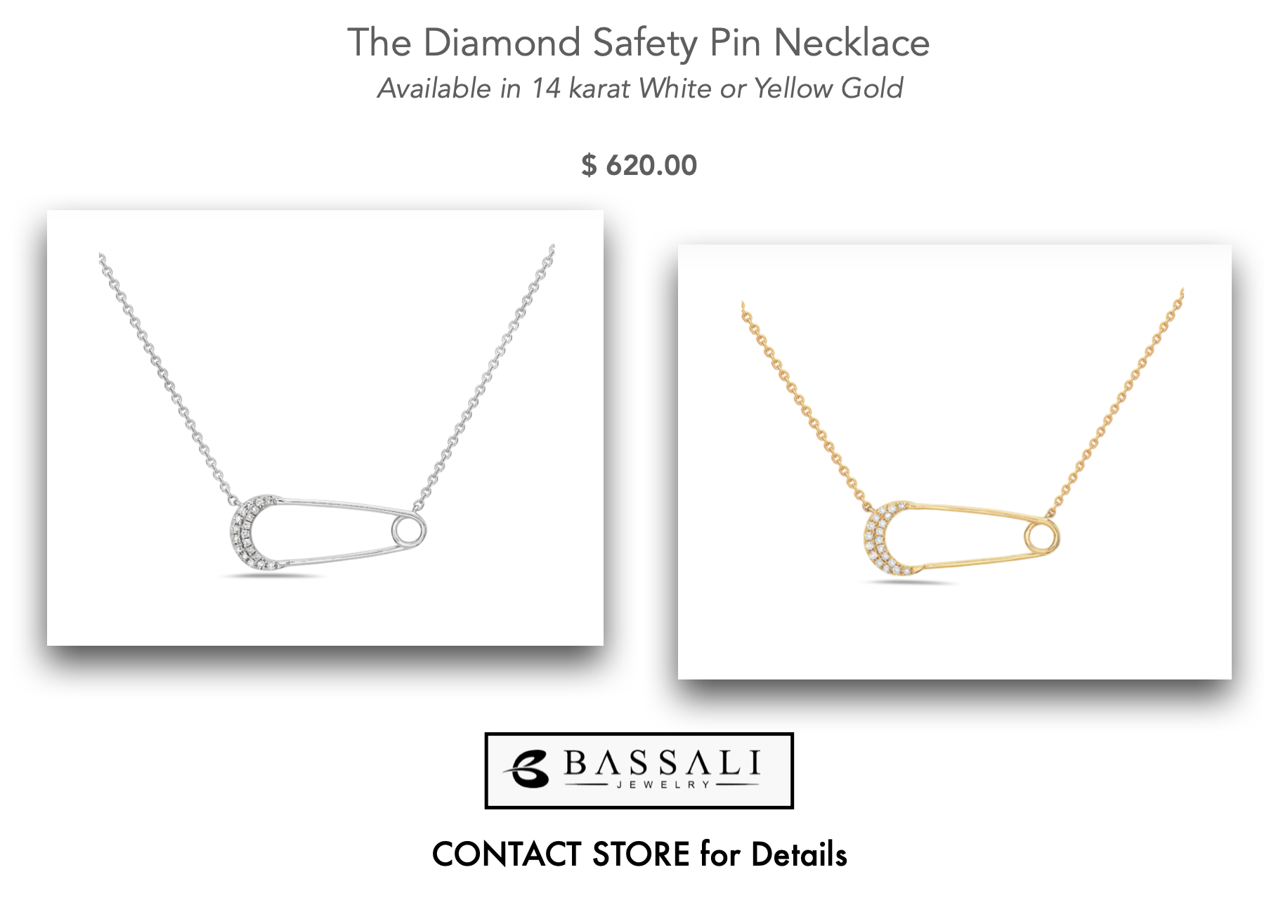 diamond safety pin necklace